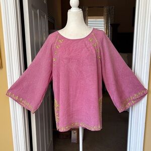 ivy jane Pink Embroidered Bell Sleeve Blouse
